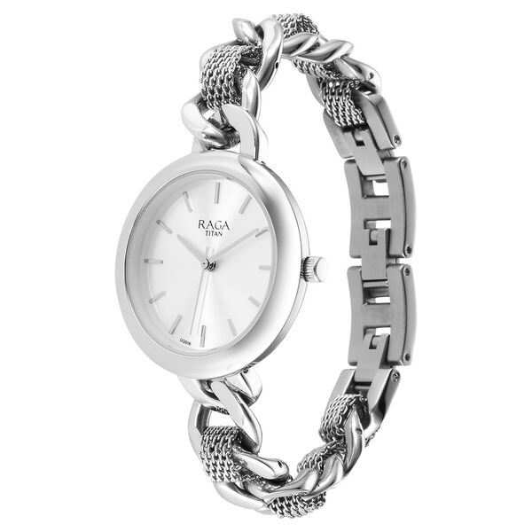 Titan Raga Showstopper Quartz Analog Silver Dial Metal Strap Watch for Women - image number 2