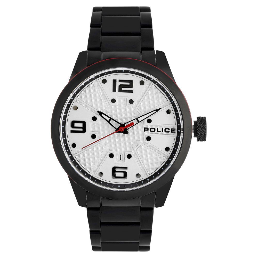 Buy Online Police Quartz Analog with Date White Dial Stainless