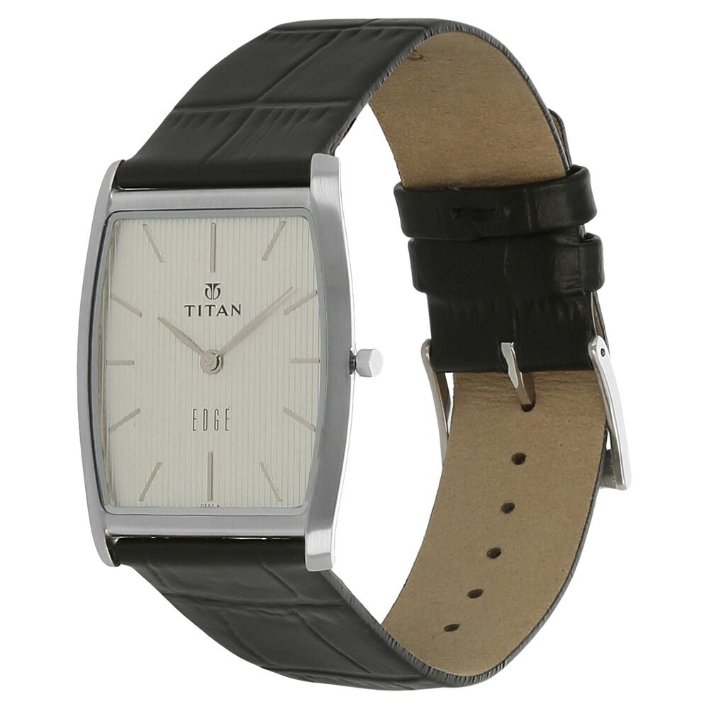Titan Quartz Analog Silver Dial Leather Strap Watch for Men
