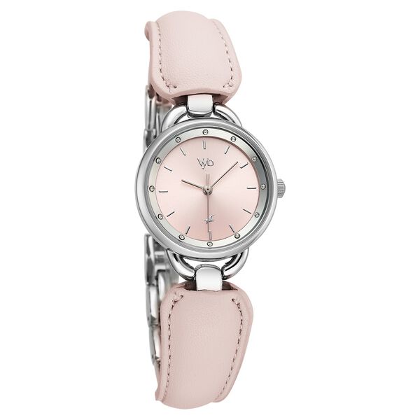Vyb Muse By Fastrack Quartz Analog Pink Dial Silver PU Leather & Metal Strap Watch For Girls - image number 1