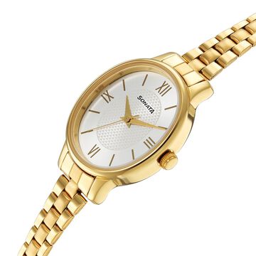 Sonata Classic�Gold Silver Dial Metal Strap Watch for Women