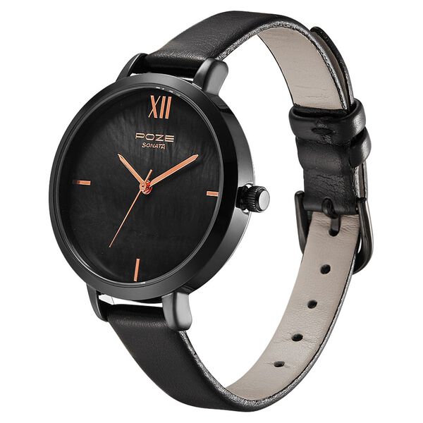 Poze by Sonata Quartz Analog Black Dial PU Leather Strap Watch for Women - image number 2