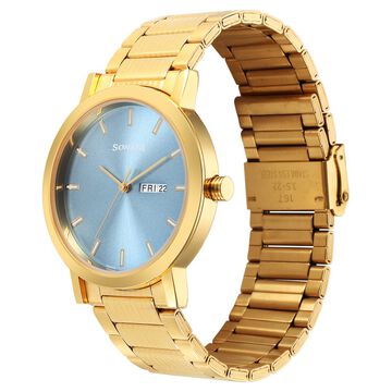 Sonata Utsav Quartz Analog with Day and Date Blue Dial Stainless Steel Strap Watch for Men