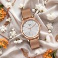 Poze By Sonata Quartz Analog Wine Red Dial Rose Gold Metal Strap Watch For Women