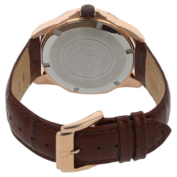 Xylys Swiss Analog Bicolour Leather Strap and Black Dial Watch For Men - image number 3