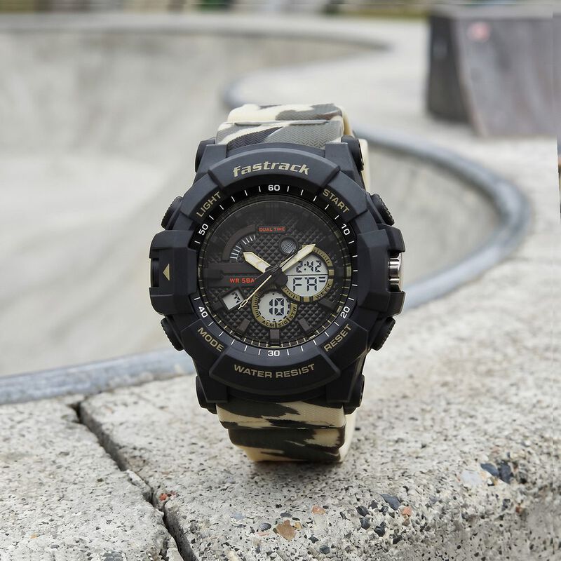 Fastrack Streetstyle Ana Digi watch with Camoflage look for Guys