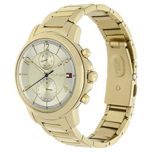 Tommy Hilfiger Quartz Multifunction Golden Dial Stainless Steel Strap Watch for Women - image number 2