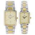 Titan Quartz Analog with Date White Dial Stainless Steel Strap Watch for Couple