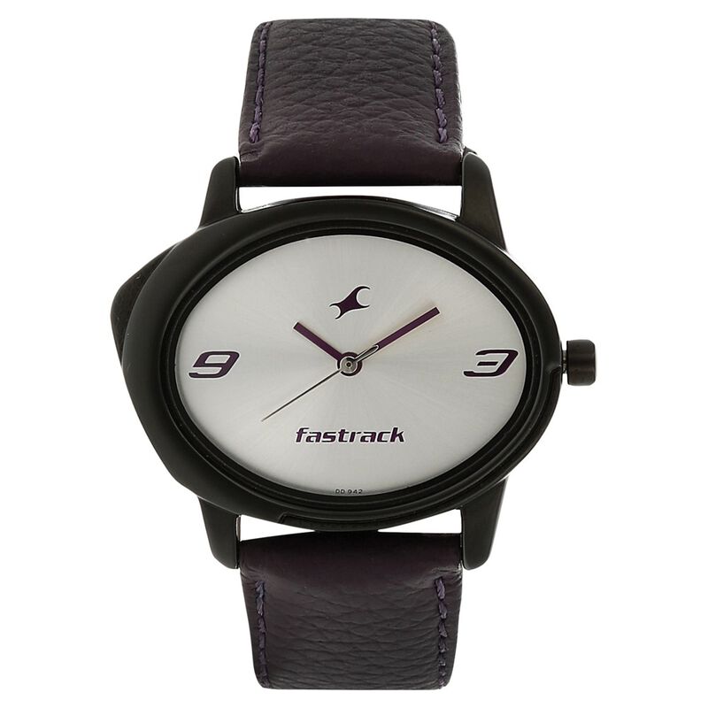 Fastrack Quartz Analog Silver Dial Leather Strap Watch for Girls