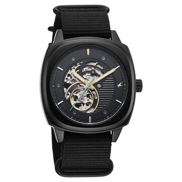 Fastrack Automatics Collection Black Dial Black Stainless Steel Strap Watch For Guys