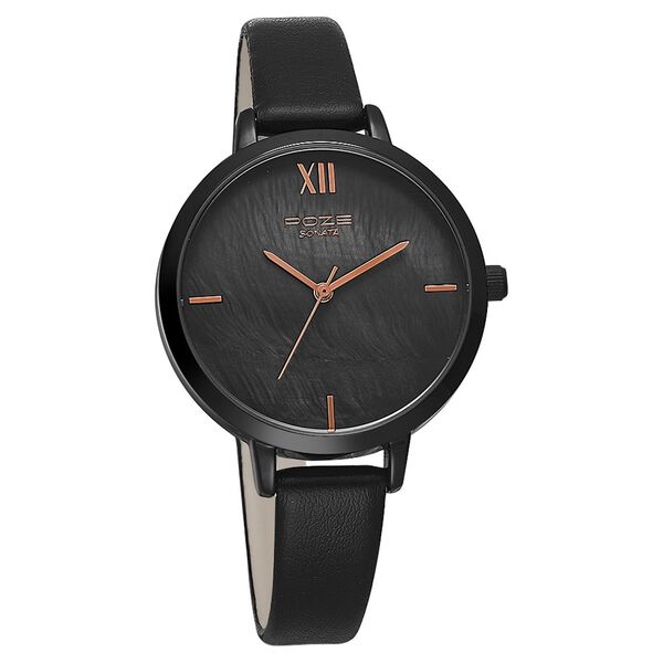 Poze by Sonata Quartz Analog Black Dial PU Leather Strap Watch for Women - image number 1