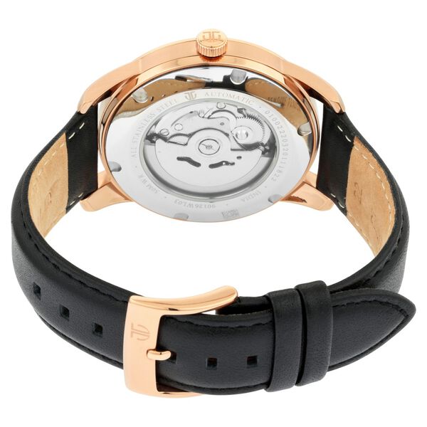 Titan Automatic Open Heart Black Dial Black Leather Strap Watch for Men - image number 6