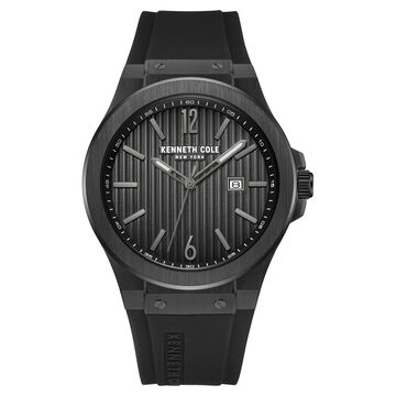 Kenneth Cole Quartz Analog with Date Black Dial Silicone Strap Watch for Men