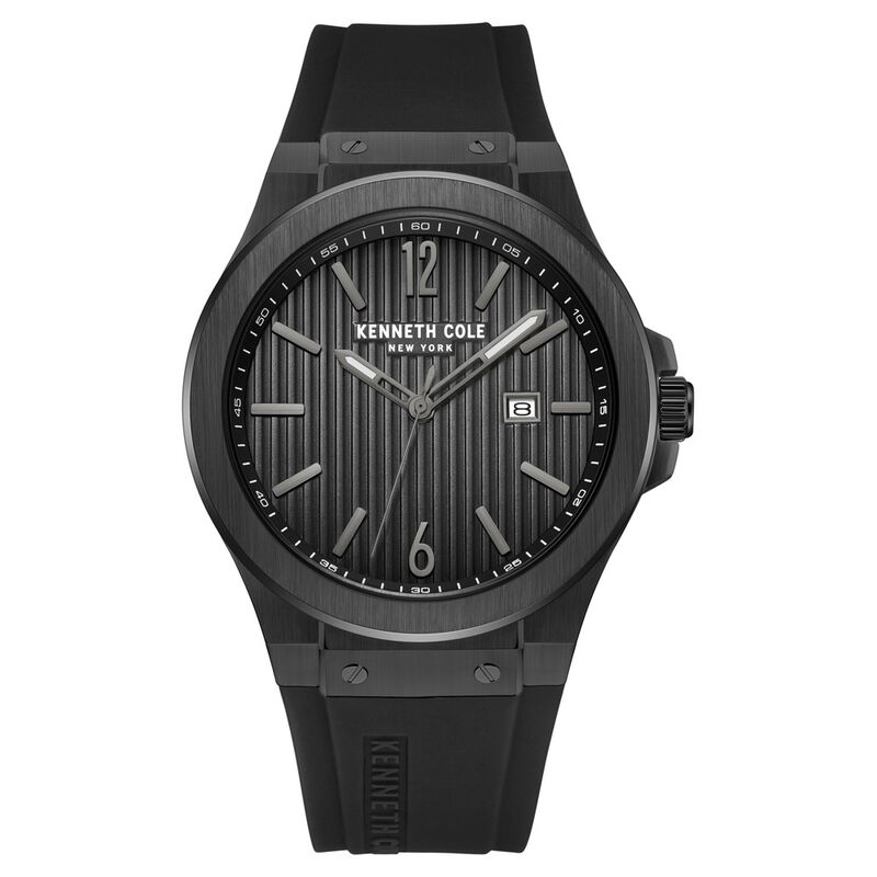 Kenneth Cole Quartz Analog with Date Black Dial Silicone Strap Watch for Men