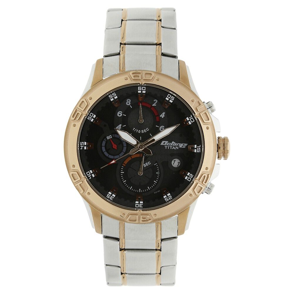 Buy Online Titan Quartz Chronograph Black Dial Stainless Steel Strap Watch for Men ns90047km03 Titan