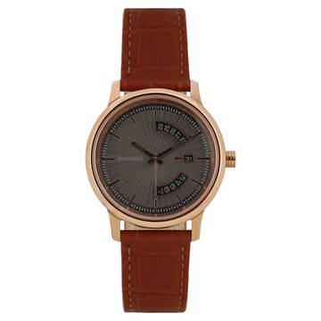 Sonata Quartz Analog with Date Grey Dial Leather Strap Watch for Men