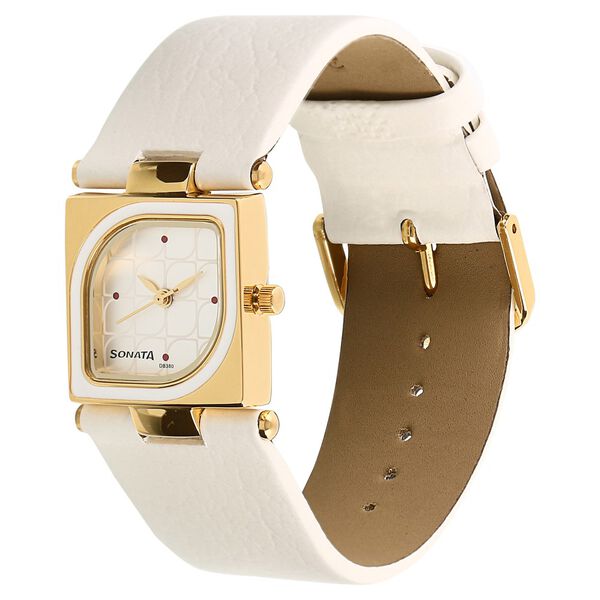Sonata Quartz Analog Silver Dial Leather Strap Watch for Women - image number 1