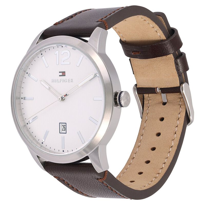 Tommy Hilfiger Quartz Analog with Date Silver Dial Leather Strap Watch for Men - image number 2