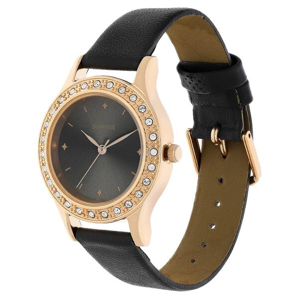 Buy Online Sonata Blush Anthracite Dial Women Watch With Leather