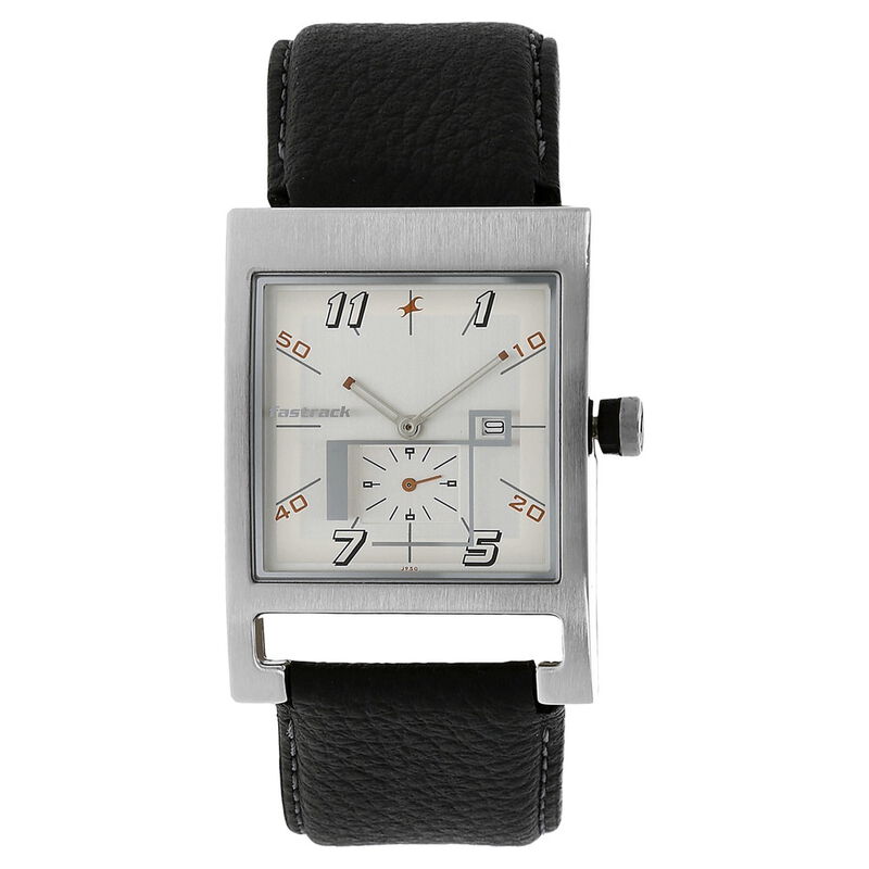 Fastrack Essentials Quartz Analog White Dial Leather Strap Watch for Guys