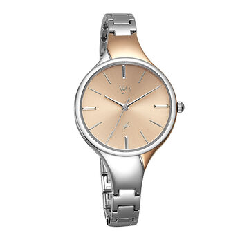 Fastrack Vyb Striker Quartz Analog Rose Gold Dial Metal Strap Watch for Girls
