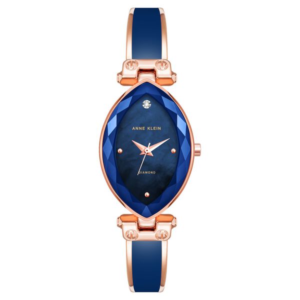 Anne Klein Quartz Analog Blue Dial Rose Gold Metal Strap Oval Shaped Watch For Women - image number 0