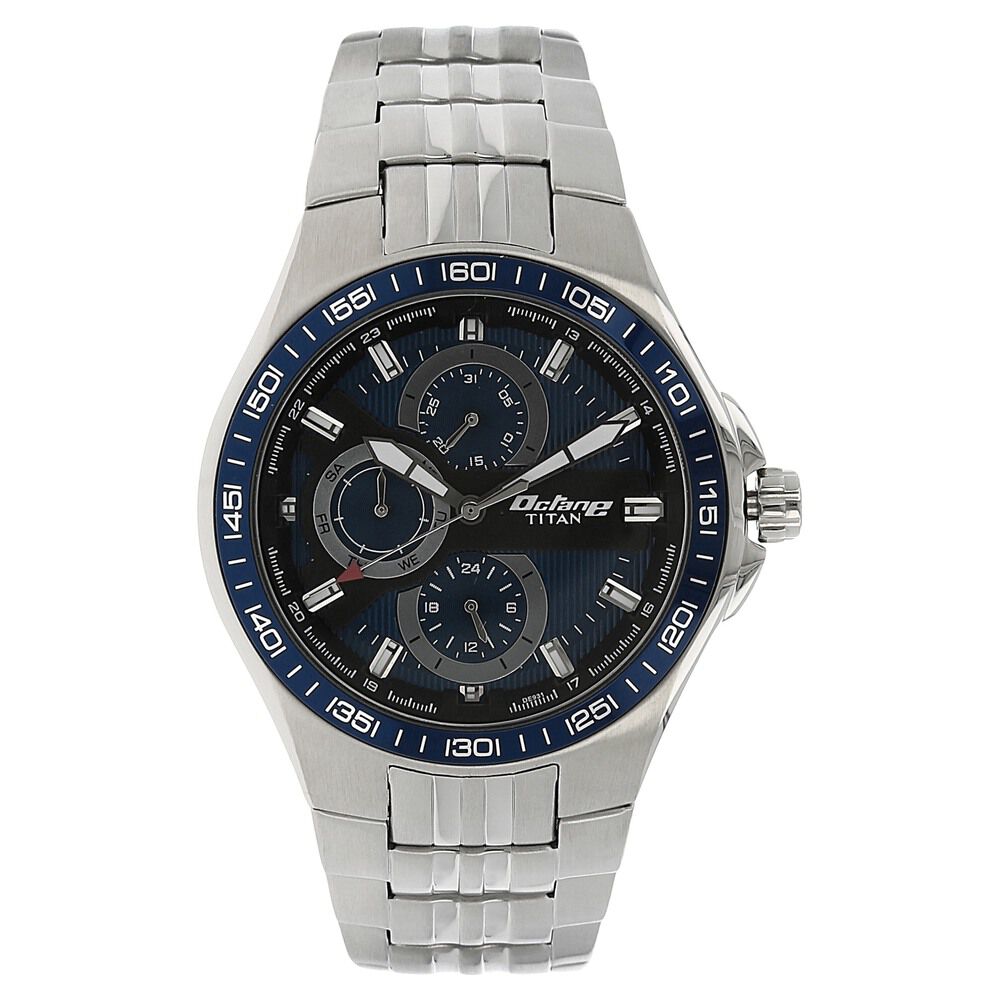 Buy Online Titan Quartz Multifunction Blue Dial Stainless Steel Strap Watch for Men nm90041km02 Titan