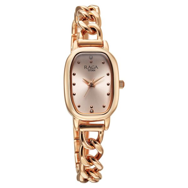 Titan Raga Showstopper Quartz Analog Rose Gold Dial Metal Strap Watch For Women - image number 1