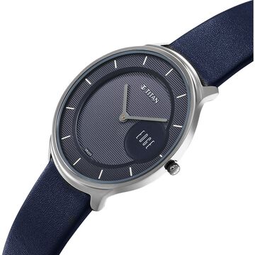 Titan Edge Murals Quartz Analog Blue Dial Blue Leather Strap Watch For Men
