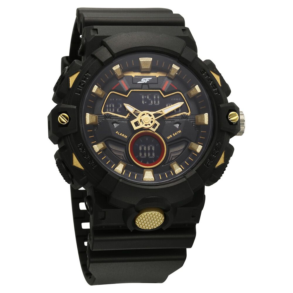 Buy Online SF Analog Digital Black Dial PU Strap Watch For Men 77138pp02w Titan