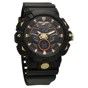 SF Analog Digital Black Dial PU Strap Watch For Men