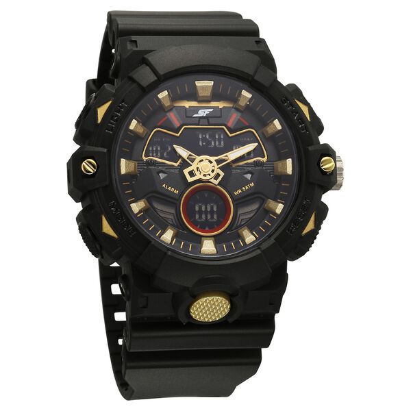 SF Analog Digital Black Dial PU Strap Watch For Men - image number 0