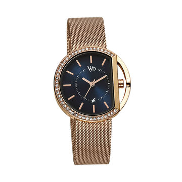 Fastrack Vyb Showstopper Quartz Analog Blue Dial Stainless Steel Strap Watch for Girls