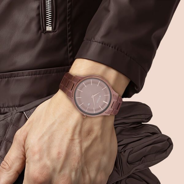Titan Classique Slimline Brown Dial Analog with Day and Date Stainless Steel Strap Watch for Men - image number 5