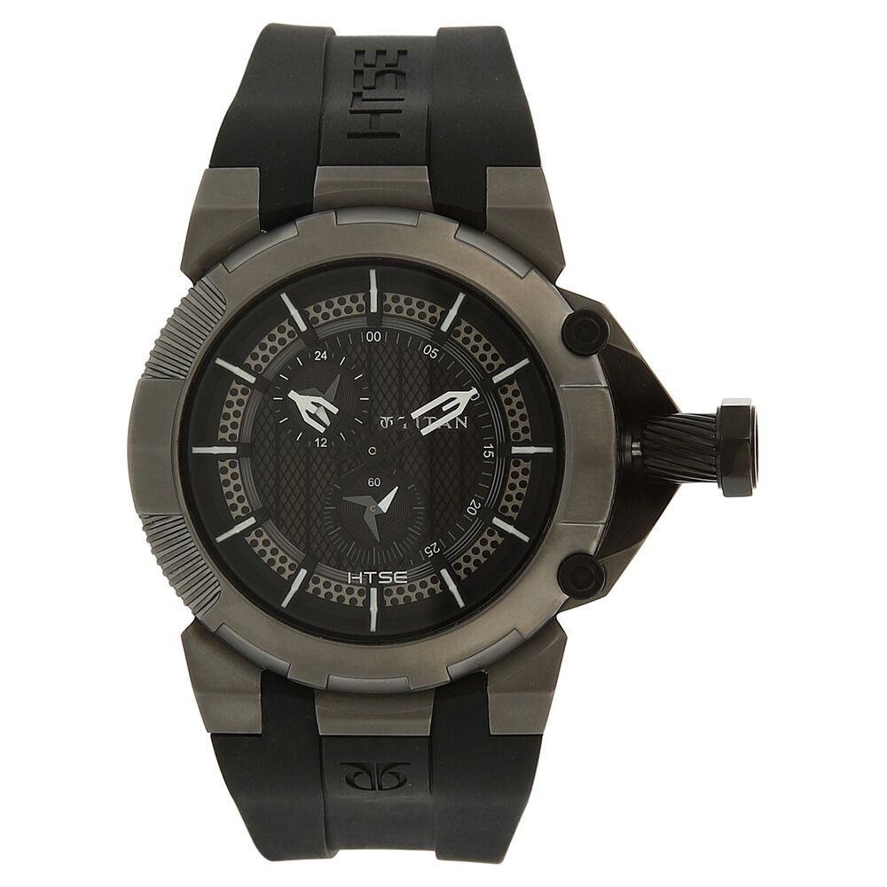 Buy Online Titan Quartz Analog Solar Black Dial Plastic Strap Watch for Men ne1539tp01 Titan