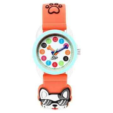 Zoop Analog Watch with White Dial & Orange Strap for Boys Kids, from House of Titan