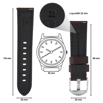 22 mm Brown Genuine Leather Straps for Men
