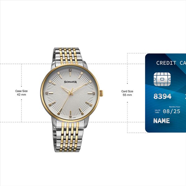 Sonata Eternia Quartz Analog White Dial Metal Strap Watch For Men - image number 3