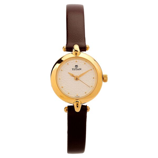 Titan Quartz Analog Silver Dial Leather Strap Watch for Women - image number 0