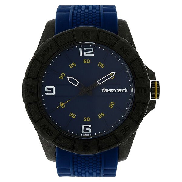 Fastrack Light Weight Quartz Analog Blue Dial Silicone Strap Watch for Guys - image number 0