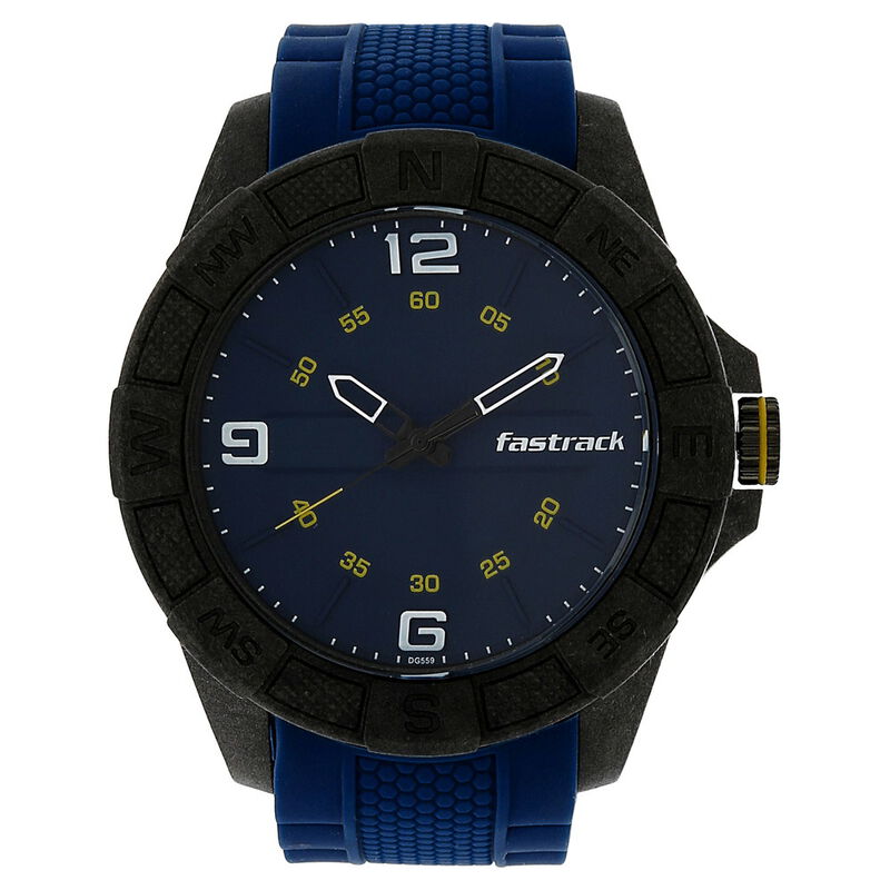 Fastrack Light Weight Quartz Analog Blue Dial Silicone Strap Watch for Guys