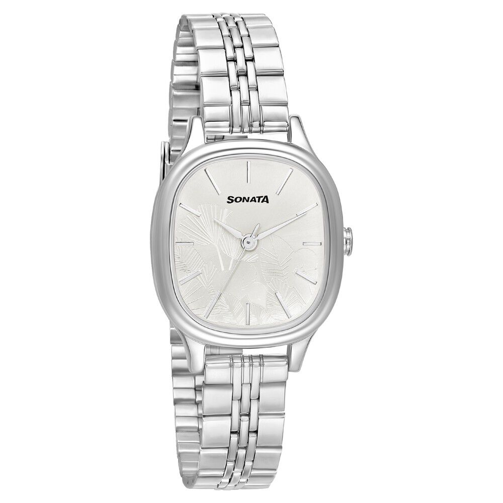 Buy Online Sonata Linnea Silver Dial Women Watch With Stainless Steel Strap 8173sm01 p Titan
