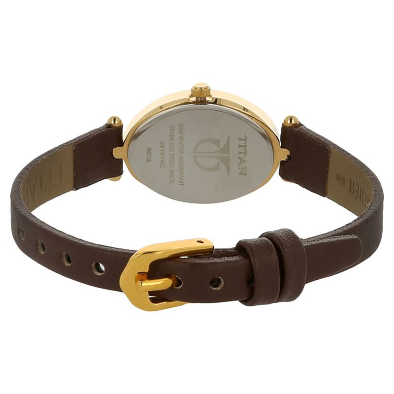 Titan Quartz Analog Brown Dial Leather Strap Watch for Women - image number 3