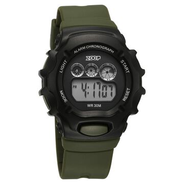 Zoop Pop Colour Digital Black Dial Green Plastic Strap Watch For Kids