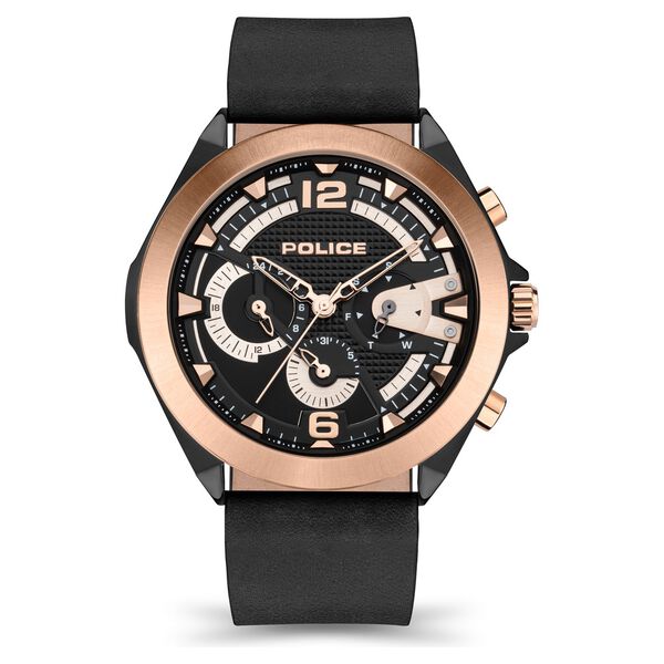 Police Quartz Multifunction Black Dial Leather Strap Watch for Men - image number 0