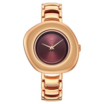 Fastrack Analog Maroon Dial Women's Watch with Rose Gold Metal Bracelet