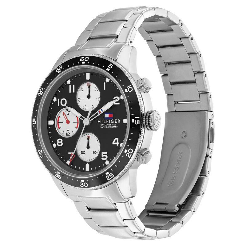 Buy Online Tommy Hilfiger Black Dial Stainless Steel Strap Watch for