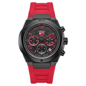 Ducati Quartz Chronograph Black Dial Red Silicone Strap Watch For Men
