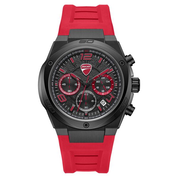 Ducati Quartz Chronograph Black Dial Red Silicone Strap Watch For Men - image number 0