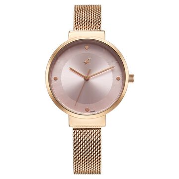 Fastrack Stunners X Quartz Analog Pink Dial Stainless Steel Strap Watch For Girls